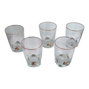 LR Slovak Glass Gold Rim Shot Glasses Set Of 5, 3" Tall Barwear
